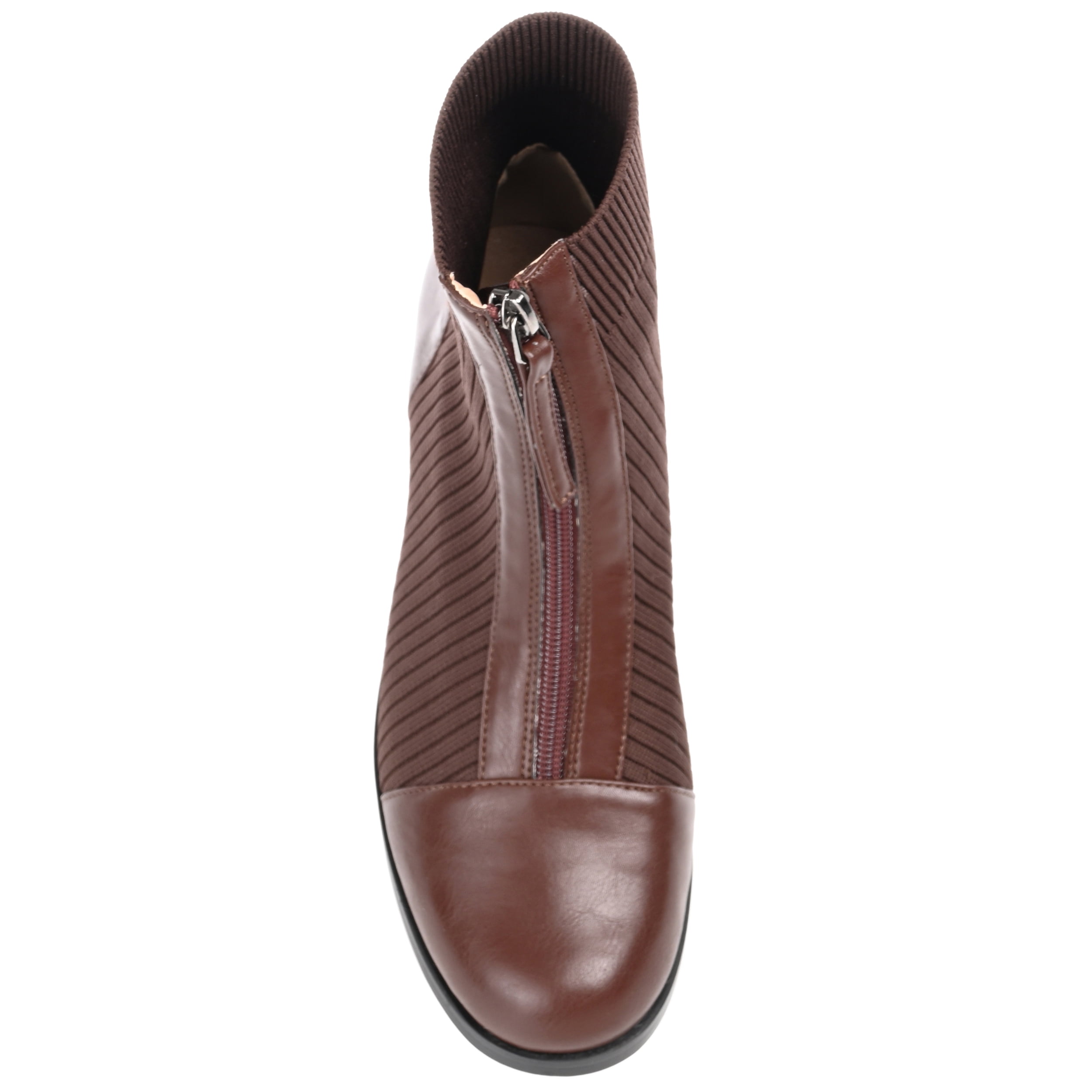 Journee Womens Bexlie Front Zip Stacked Heel Booties