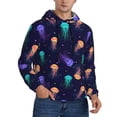 thumbnail image 2 of Pofeuu Sea Jellyfish Print Mens Casual Hooded Collar Drawstring Hoodies Pullover Sweatshirts Casual Long Sleeve Shirts-XX-Large, 2 of 7