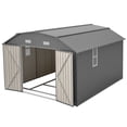 thumbnail image 6 of LZBEITEM 10' x 12' Metal Outdoor Storage Shed with Floor Frame Kit, Tool Shed Heavy Duty with Window and Lockable Door for Garden Backyard, 10.24 Psf, 6 of 15