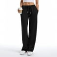 thumbnail image 6 of Mohiass Women's Wide Leg Sweatpants Straight Leg Lowrise Sweat Pants Drawstring Elastic Low Waist Pants with Pockets Black 2XL, 6 of 8