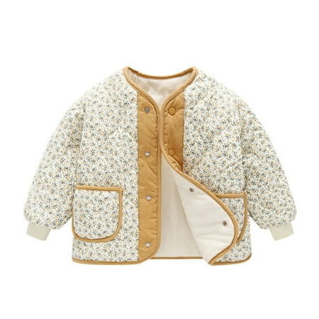 

Fesfesfes Girls Fleece Jacket Fall And Winter Plush Velvet Floral Outerwear Corduroy Inner Bile Padded Jacket Children s Down Padded Jacket Sale on Clearance