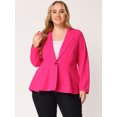 thumbnail image 3 of Blazer de talgrande pamujer con solacon muescas, dobladillo con volantes y péplum, paNavidad RoCaliente 4XL, 3 of 5