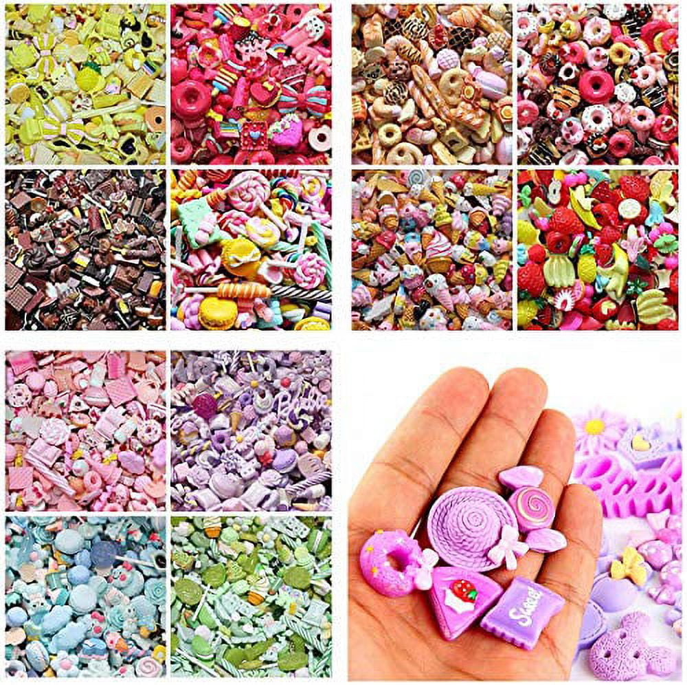 LNKOO 60 Pieces Slime Charms Set Candy Sweets Charms Mixed Flatback Resin Charms  for Slime DIY Crafts Accessories Scrapbooking Slime Charms Mixed Resin  Flatback Slime Beads Making Supplies 