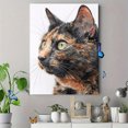 thumbnail image 4 of Tortoiseshell Cat Portrait Canvas Wall Art Print, Living Room Bedroom Coffee Shop Home Decor, 4 of 8