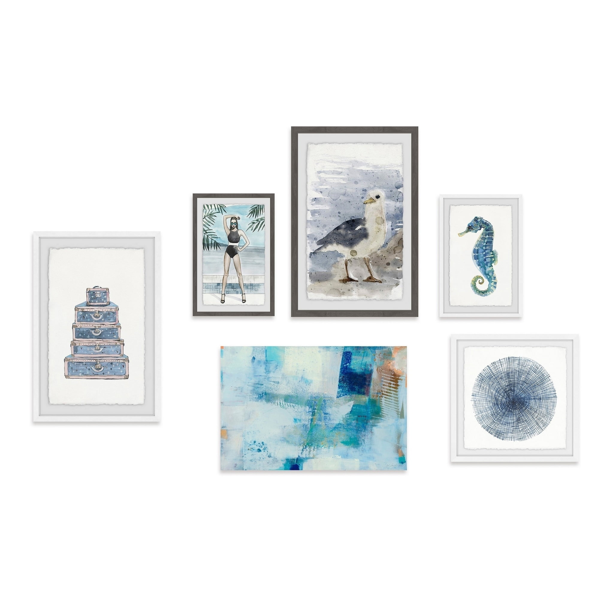 Marmont Hill Handmade Beachy Silhouettes Hexaptych Walmart Com Walmart Com