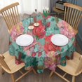 thumbnail image 3 of Pioneer Flower Floral Print Pattern Round Tablecloth 60"x60",Wrinkle Wipeable Table Cloth for Kitchen Dining Room Picnic Patio Party, 3 of 6