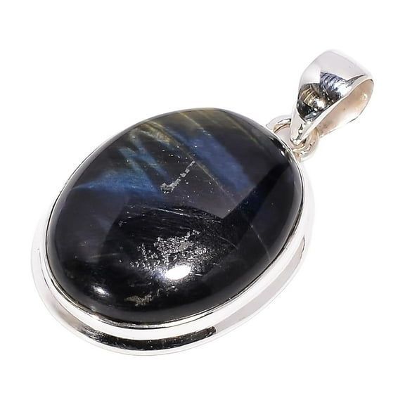 Natural Blue Tiger Eye Stone 925 Sterling Silver Pendant for Women Gift Jewelry