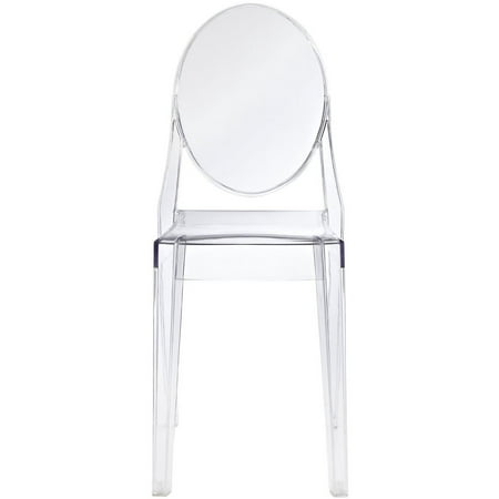 Transparent Side Chair without Arms-Modern Victoria Dining Chair Polycarbonate Plastic in Clear Transparent (Best Clear Coat For Furniture)