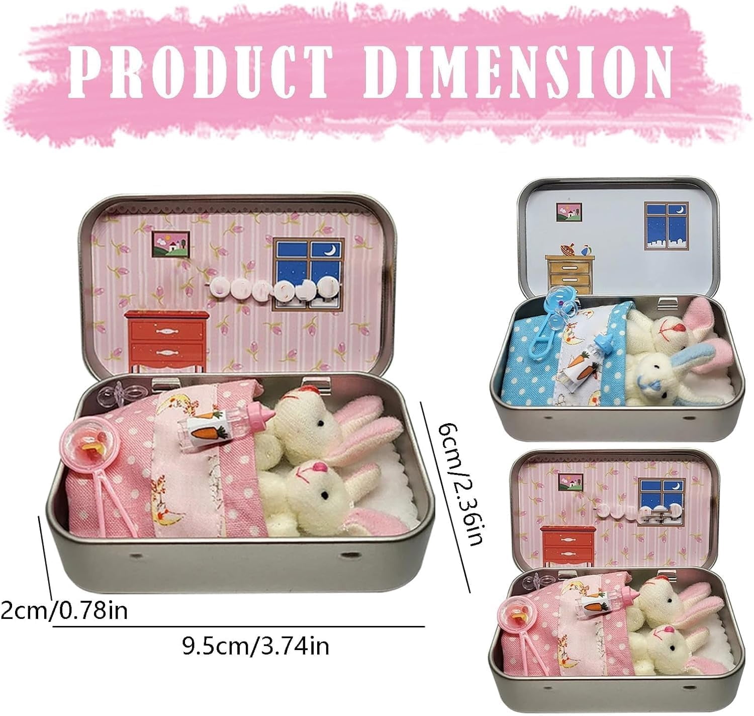 Little Pocket Bunny Tiny Rabbit Toy in Tin - Easter Party Favors & Small Stocking Stuffers - Set of Cute Mini Bunnies