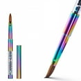 thumbnail image 2 of 100% Kolinsky Acrylic Nail Brush Rainbow Crystal Handle Crimped Size #10, 2 of 7