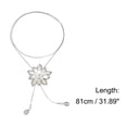 thumbnail image 3 of Collar largo de suéter único de Bargains, colgante ajustable, collar de colgante de 31.89" tono plateado, blanco, 3 of 5