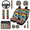 Colored Wooden Paw Print Pattern, variant on HUIACONG Car Interior Accessory Kit, with Car Headrest Covers Steering Wheel Cover, Durable Suitable for Cars Trucks