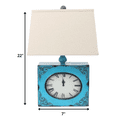 thumbnail image 2 of HomeRoots Furniture 274470 Vintage Blue Table Lamp with Metal Clock Base, 2 of 3