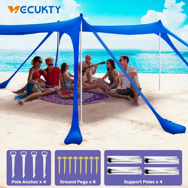 VECUKTY Beach Tent , 10x10ft Canopy Sun Shelter Sun Shade for Beach