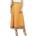 thumbnail image 1 of Phagun Orange Summer Wear Cotton Two Layered Ikat Printed Reversible Wrap Skirt, 1 of 6