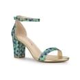thumbnail image 1 of BLISSFUL STEP Women's Shoes Ankle Strap Open Toe Glitter Rainbows Gradient Chunky Heels Sandals  Green 7, 1 of 7