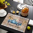 thumbnail image 3 of Happy Easter Placemats Set of 4, Vintage Blue Truck Bunny Duck Wooden Grain Placemats for Dining Table, Place Mats for Kitchen Tabletop, Waterproof Wipeable Dining Table Mats Set, 3 of 9