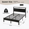 thumbnail image 6 of Bexfil Queen Size LED Bed Frame with Charging Station, Modern Metal Platform Bed with Wood Headboard, Black Oak, 6 of 7