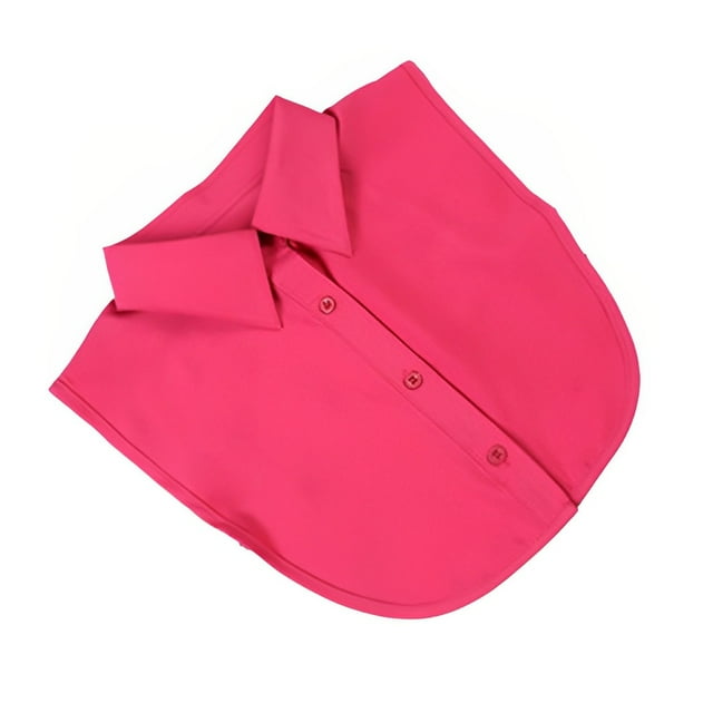 Xingzhi Women Simple Design Solid Color False Collar Girls Formal Fake Half Shirt Decorative Detachable Lapel Accessory Rose Red Point