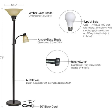 Traditional Metal Torchiere Living Room Floor Lamp With Reading Light And Glass Shades 71 Bronze Canada Traditional Metal Torchiere Living Room, Torchiere Floor Lamp With Reading Light