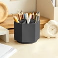 thumbnail image 5 of 360 Degree Rotating 6-grid Pen Holder Thick Plastic Large Capacity Classification Stationery Storage Box For Study Working Desk Use(Brown), 5 of 7