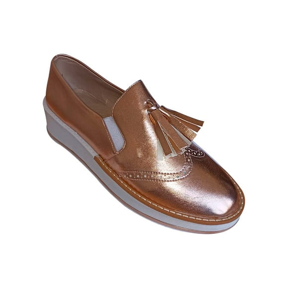 MOCASIN CASUAL LEON MUJER ORO ROSADO NAPA METALICO 1081 LEON  1081p
