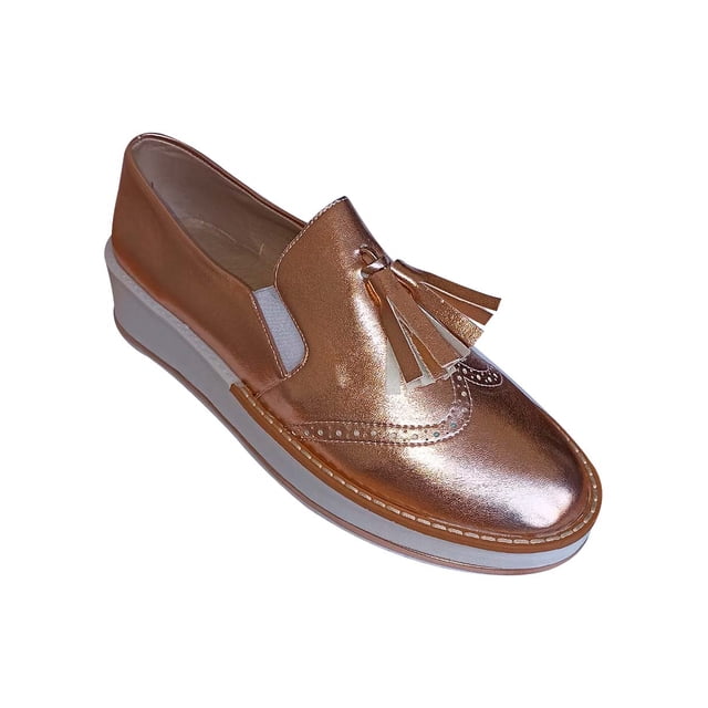 MOCASIN CASUAL LEON MUJER ORO ROSADO NAPA METALICO 1081 LEON 1081p