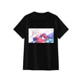 thumbnail image 4 of Vibrant Pop-Art Kimono Silver-Haired Twin-Tail Anime Girl Graphic Black T-Shirt, 4 of 7
