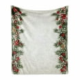 thumbnail image 1 of Christmas Soft Flannel Fleece Throw Blanket, New Year's Eve Tree Branch Border with Berry Ribbons Gingerbread Man, Cozy Plush for Indoor and Outdoor Use, 60" x 80", Multicolor, by Ambesonne, 1 of 6