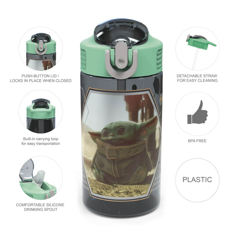 Zak Designs 2pc 16 oz Star Wars Kids Water Bottle Plastic Easy-Open Locking for