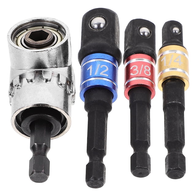 Homoyoyo 1Set Right Angle Drill Attachment with Sturdy Metal Socket Adapter for Impact Driver and Drill Bit Extension