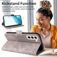 thumbnail image 3 of Allytech for Samsung Galaxy S22 5G Phone Case, Premium PU Leather Card Holder RFID Blocking Shockproof Kickstand Flip Magnetic Closure Slim Wallet Protective Case Cover for Samsung S22 Phone, Gray, 3 of 10