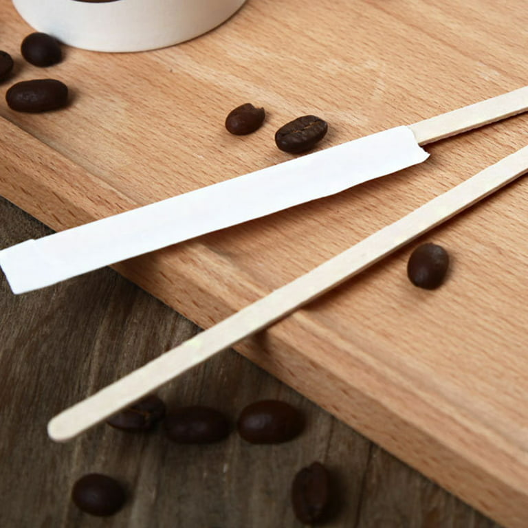 Walbest 100 Pieces 5.5/7.48 Wooden Disposable Stir Stick Biodegradable  Food Grade Multi-functional Wood Coffee Beverage Stirrer Bar Accessories