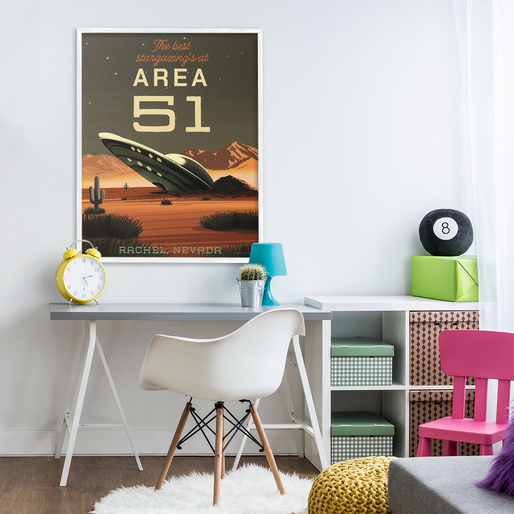 Stupell Industries Stargazing Area 51 White Framed Giclee Art, design by Omar Escalante