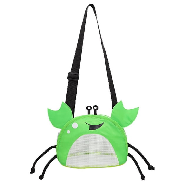 HLONK Foldable Waterproof PVC Shell Collecting Bag - Breathable Visible Crab Shape Seashell Storage Pouch Outdoor Accessories