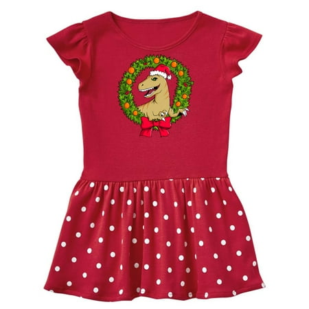 

Inktastic Christmas Raptor in Santa Hat with Wreath Gift Baby Girl Dress