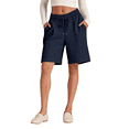 thumbnail image 2 of Pantalones Cortos Holgados con Bolsillos para Mujer, Hasta la Rodilla, para Yoga, Caminar, Hacer Ejercicio, Informales Azul Marino M, 2 of 7