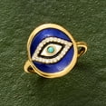 thumbnail image 4 of Ross-Simons 0.10 ct. t.w. White Topaz and Multicolored Enamel Evil Eye Ring With Turquoise in 18kt Gold Over Sterling, Women's, Adult, 4 of 5