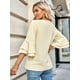 thumbnail image 4 of Blusa de mujer, elegante escote en V, mangas 3/4, blusas casuales, tops tipo túnica, 4 of 5