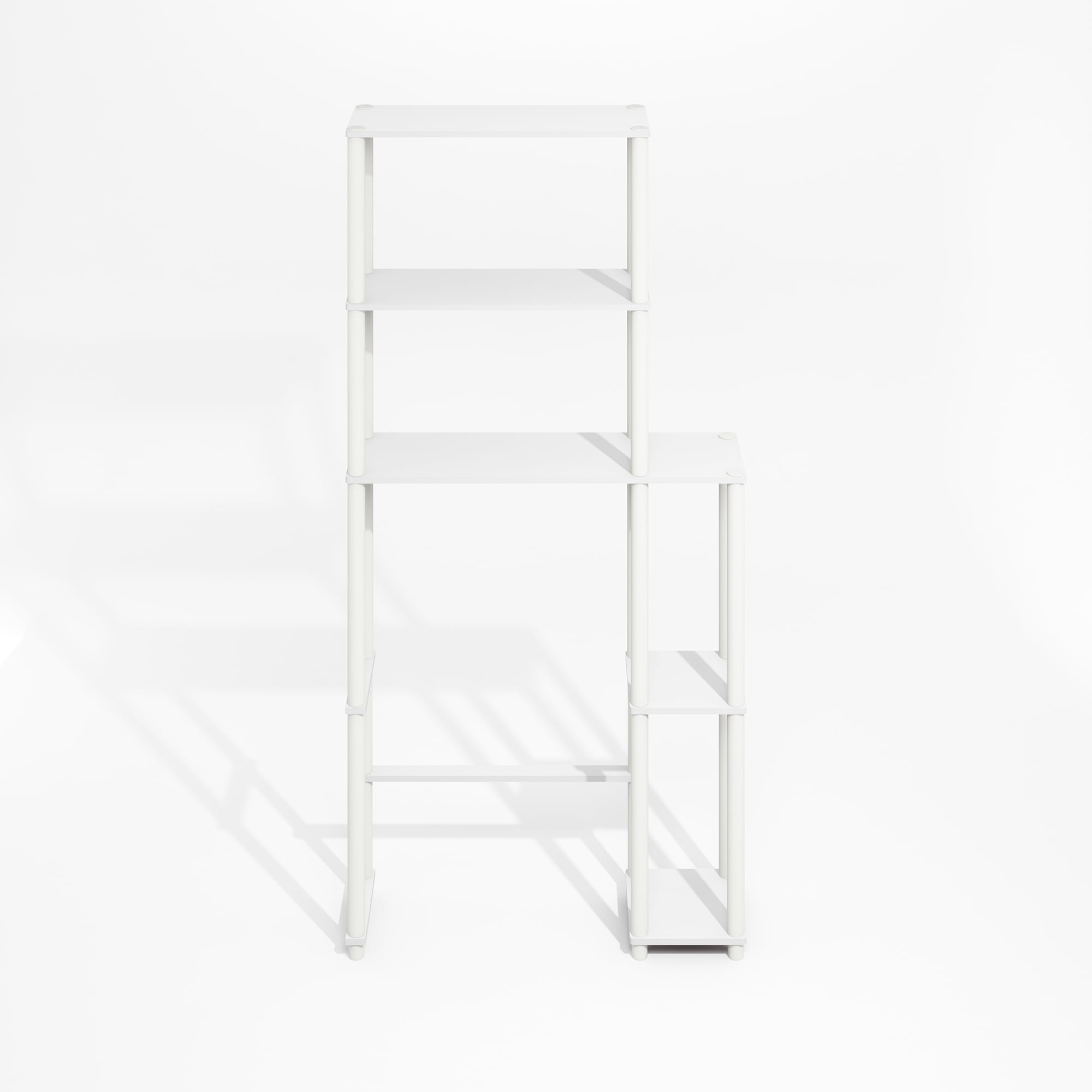 Furinno Turn-N-Tube Freestanding Over-The-Toilet Bathroom Shelves, Storage Rack with 5 Shelves, Plain White/White