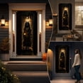 thumbnail image 6 of OCCOA Halloween Door Cover Scary Ghost Girl Holding Candle Hanging Decor for Front Door Porch Entryway Wall Haunted House Halloween Party Gift, B, 6 of 7