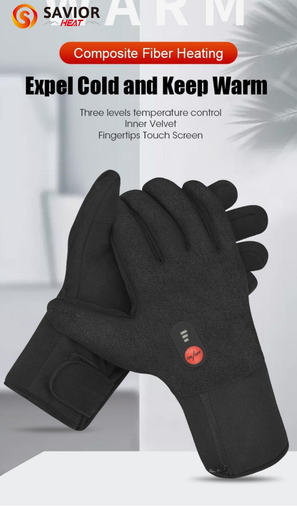 SAVIOR HEAT Thermal Heated Gloves Motorcycle Skiing Men Women Electric Heating Glove Winter Waterproof Warm Rechargeable Heated Glove