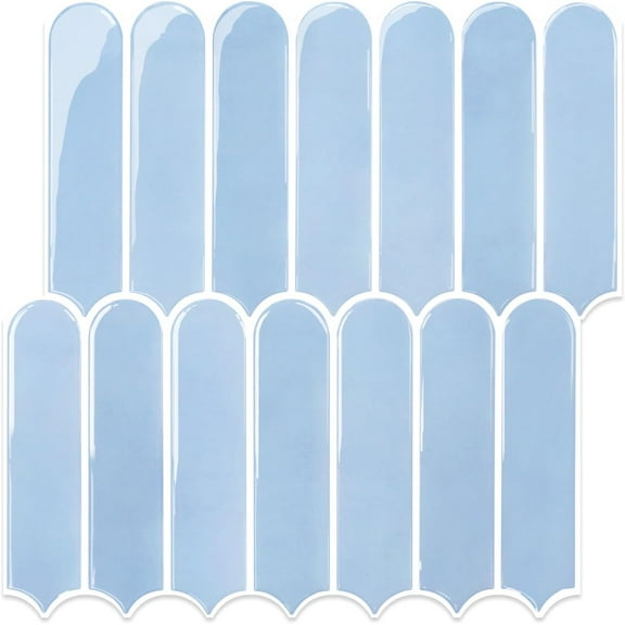 Thicker Blue Peel and Stick Backsplash - 10 pcs of 12" x 12" - 3D Adhesive Peel and Stick Tiles Backsplash for Kitchen, Bathroom, Removable, Waterproof, Vinyl Wall Tile