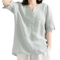 thumbnail image 3 of Tweang Peasant Tops for Women Embroidery Gauze T-shirt for Women Cotton Yarn Long Sleeve Shirt Loose Gauze Tunics Floral Embroidered Boho Tops Vintage T-shirt Tunic Bohemian Shirts Green 2XL, 3 of 3