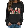 thumbnail image 1 of VBARHMQRT Chandail à Col Rond Surdimensionné Femmes Dames Automne Hiver Noël Snowman Verre Imprimé Chandail à Capuchon, 1 of 4