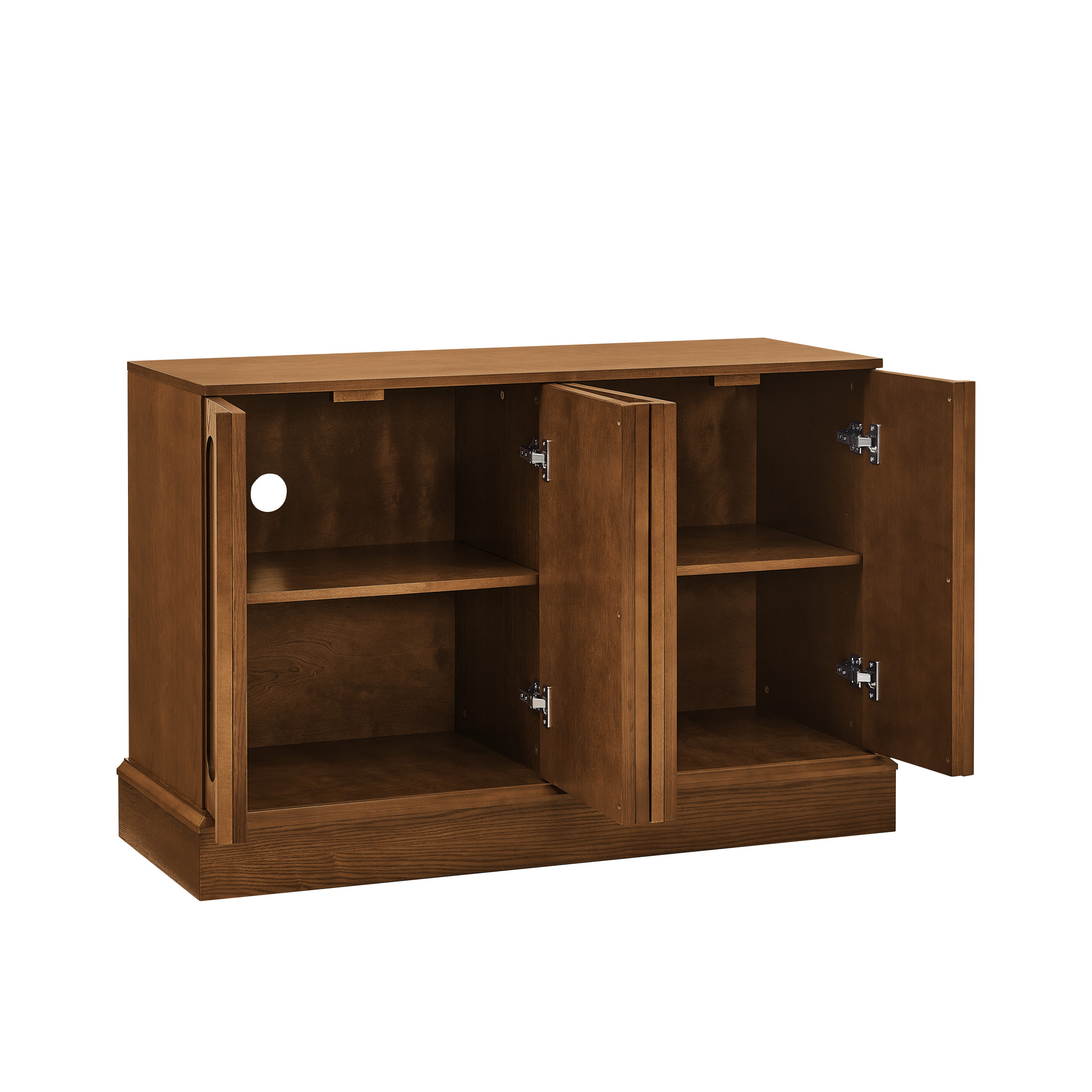 GDF Studio 44.8" Mid Century Modern Fluted Sideboard Cabinet with Adjustable Shelves, Walnut
