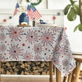 thumbnail image 4 of 4th of July Wood-Grain Tablecloth 60x120 Inch Rectangular, Patriotic Firework Red Blue American Independence Day Memorial Day Wood-Grain Table Cover for Party Picnic Dinner Decor, 4 of 6