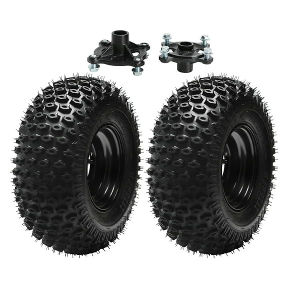 2pcs 7 inch Wheel 16x8x7 16x8-7 Wheel Tire and Rim 4 Stud 110mm 4Ply Tubeless Wheel   Rear Axle Hubs for Lawn Mowers Mini Bike ATV UTV Quad Buggy Go Kart Tire Wheel Four Wheelers (23T Black)