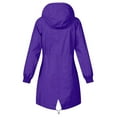 thumbnail image 4 of YDDIAN Womens Long Rain Jacket with Hood Oversized Lightweight Waterproof Rain Coat Zip Up Fall Dressy Drawstring Jackets with Pockets Purple S, 4 of 6