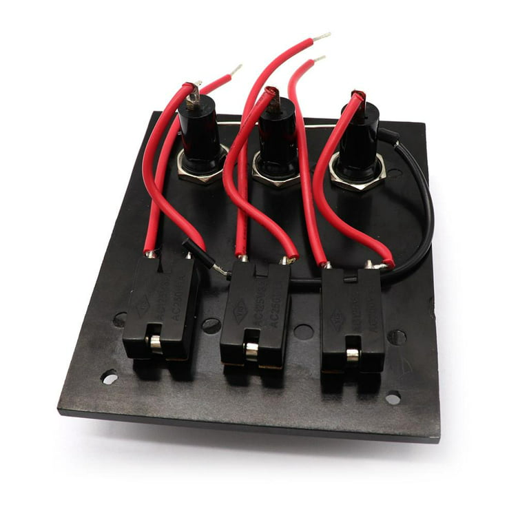 Boat Switch Panel, Waterproof 3 Gang Toggle Switches with Circuit